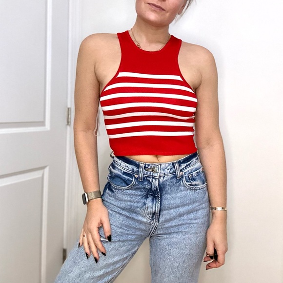 Racer Stripe Crop Knit Top - Picture 3 of 7